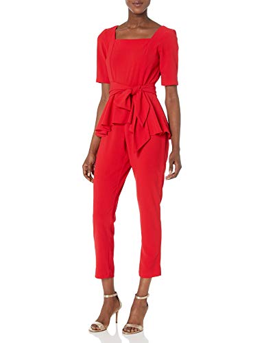 red peplum jumpsuit