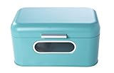 Bread Box for Kitchen Counter - Bread Bin, Retro Storage Container with Front Window, For Doughnuts, Pastries, Cookies - 12 x 7 x 6 Inches, Turquoise