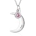 Personalized Moon Charm Necklace with Simulated Birthstone Custom Names Women Jewelry For Her Anniversary Gifts