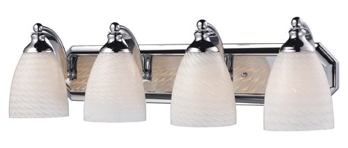 Elk 570-4C-WS 4-Light Vanity in Polished Chrome and White Swirl Glass
