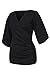 Annflat Women's V Neck Cold Shoulder Trumpet Sleeve Wrap Top T-shirts Large Black