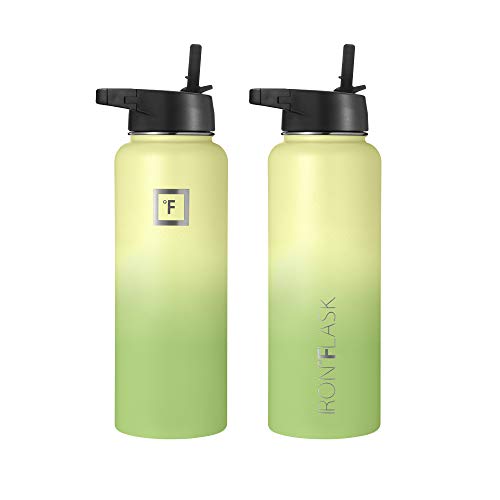 IRON °FLASK Sports Water Bottle 32 Oz 3 Lids (Straw Lid), Leak Proof