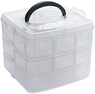 GuanjunLI 1Pc 3-Layer 18-Grade Adjustable Jewelry Organizer Storage Box Container Box with Removable Partitions (Transparent)