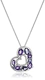 Sterling Silver Amethyst and Iolite with Diamond Accent Heart Pendant Necklace, 18