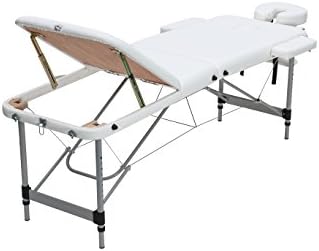 Harima Lightweight Aluminium 3-Section Massage Table | for Beauty Salon, Spa, Massage Therapy, Cosmetic, Medical Treatments & Tattoo Art | Reiki Portable Bed & Carrier Bag | 186 x 60cm – 13.2 kg