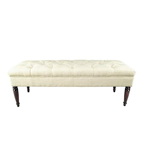 MJL Furniture Designs Claudia Collection Upholstered Diamond Tufted Bedroom Accent Bench, Belfast Series, Charcoal