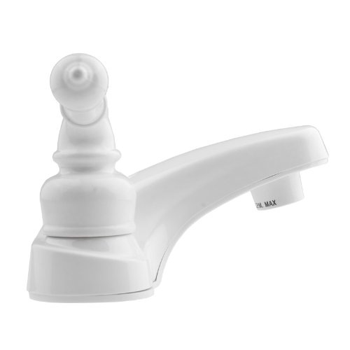 Dura Faucet RV Bathroom Faucet with Arced Spout and Traditional Two Lever Operation for Recreational Vehicles, Travel Trailers, Motorhomes, and 5th Wheels (White)