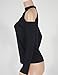 VintageRose Womens Black Lace-up Cold Shoulder T-shirt Tops Black S