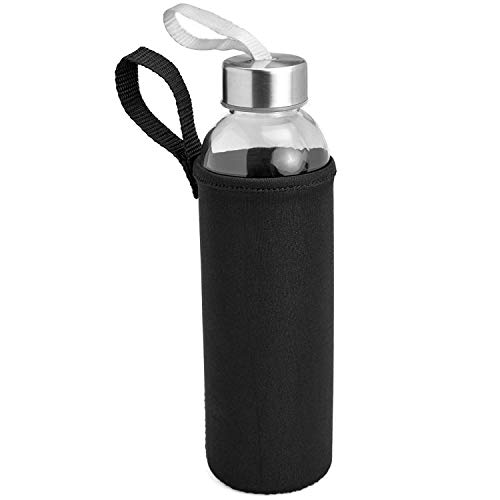 Kitchen Lux Glass Water Bottles 18oz – Nylon Protective Sleeves, Airtight Screw Top Lids, Portable Carrying Loops - Lead, PVC and BPA Free - Water, Smoothie, Juicer and Beverage Glasses (4 Pack) - Thumbnail 3