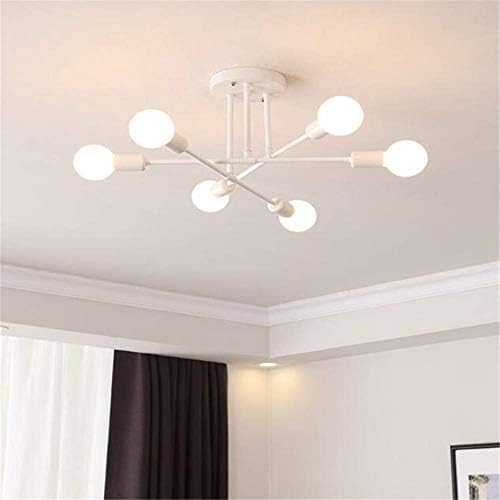 FUSKANG Sputnik 6 Head Ceiling Chandelier Ceiling Lamp Semi-Satellite Modern Pendant Lamp Mid Century for Bedroom Living Room Dining Room Bar Corridor E27 (Color : White)