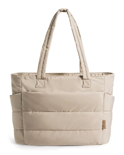 Puffy Tote Bag for Women, Lightweight Quilted Shoulder Handbag with Multiple Compartments, Ideal for Travel, Work, Gym