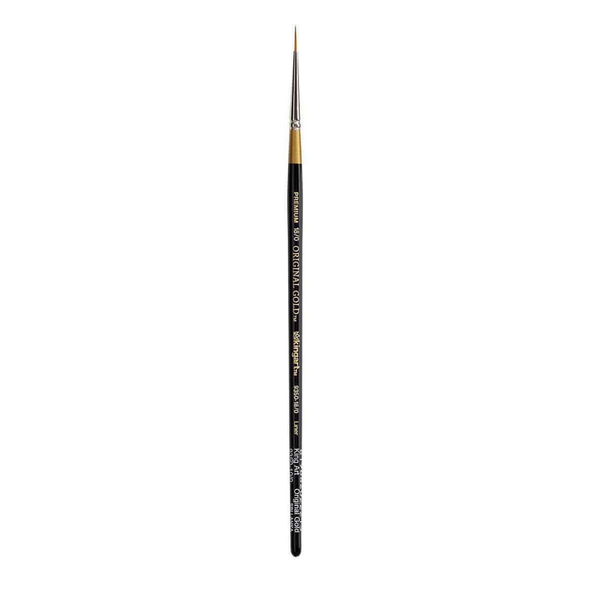 Photo 1 of KINGART Premium Original Gold 9350-18/0 Liner Series Artist Brush, Golden Taklon Synthetic Hair, Short Handle, for Acrylic, Watercolor, Oil and Gouache Painting, Size 18/0