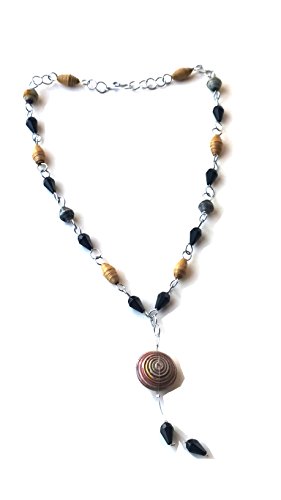 Boho handmade Necklace with Paper Bead by Mimi Pinto on Amazon UK