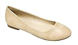 Bella Marie Stacy-13 Women's round toe faux leather slip on boat ballet flat shoes
