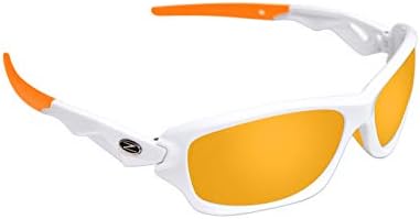 Rayzor Professional Lightweight UV400 White Sports Wrap Cricket Sunglasses, With a 1 Piece Vented Blue Iridium Anti-Glare Lens.