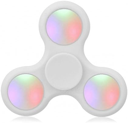 Premium Lighted LED Spinner Fidget - Light Up Spinning Toy For Kids &amp; Adults (White)