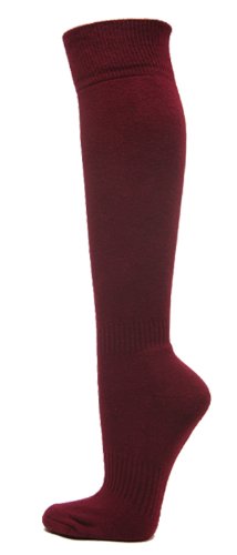 COUVER Knee High Sports Athletic Baseball Softball Socks, MAROON, Medium - Thumbnail 2