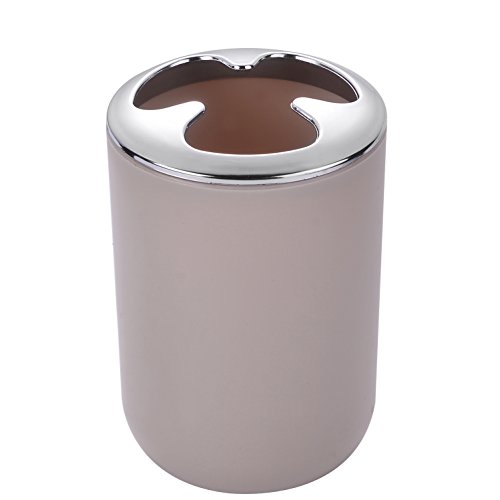 6 Pcs Plastic Bathroom Accessory Set Luxury Bath Accessories Bath Set Lotion Bottles, Toothbrush Holder, Tooth Mug, Soap Dish, Toilet Brush, Trash Can, Rubbish Bin (Cream)