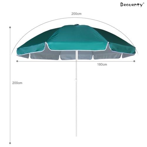 Beauenty 2M Patio Umbrella UV Protection Waterproof Outdoor Beach Umbrella, Adjustable Height Portable Sunshade Umbrella for Garden, Camping, Deck, Yard, Pool