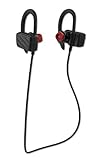 Bluetooth Headset, Sport Wireless Headphone Over-Behind-Ear Black Earbud Hands Free Call Noise Cancelling Mic Sweatproof Rainproof Stereo Secure Fit, Crystal Clear Sound, iPhone Android Compatible