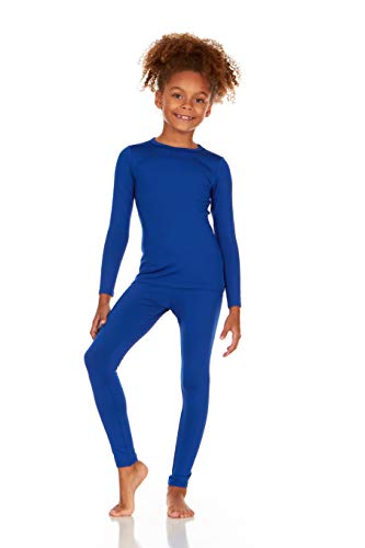 Thermajane Girls Thermal Underwear for Kids Long Underwear Set, Long Johns for Kids Base Layer Girls Skiing Thermals (Royal Blue, Medium) - Thumbnail 6