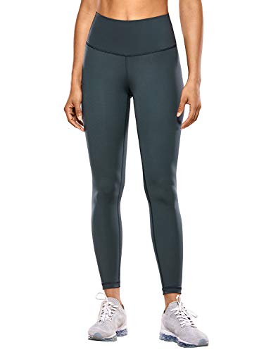 CRZ YOGA Non-See Through Athletic Compression Leggings Hugged Feeling Tummy Control Workout Leggings for Women 25Inches Melanite 25” L