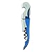 True Brands TrueTap Double Hinged Waiters Corkscrew, Top-notch Stainless Steel Opener with Foil Cutter Built to Last Wine Key Metallic Blue, Set of 1