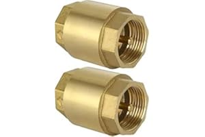 LALOCAPEYO 2PCS Solid Brass Spring Check Valve, 1/2" NPT Female Thread One-Way Non-Return Prevent Water Back-Flow,Vertical in