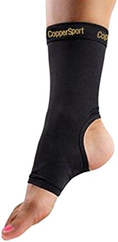 CopperSport Copper Compression Ankle Sleeve Support - Suitable for Athletics, Tennis, Golf, Basketball, Sports, Weightlifting, Joint Pain Relief, Injury Recovery (Single Sleeve), Black, Large