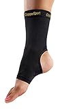 CopperSport Copper Compression Ankle Sleeve Support - Suitable for Athletics, Tennis, Golf, Basketball, Sports, Weightlifting, Joint Pain Relief, Injury Recovery (Single Sleeve), Black, Large