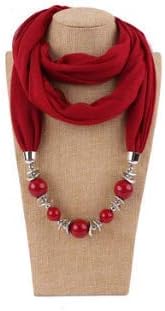 SHHOMELL 9 Colors Ethnic Unique Scarf Necklaces Resin Beads Pendant Neckerchief Statement Necklace Wraps Women Bohemia Necklaces Jewelry Burgundy One Size