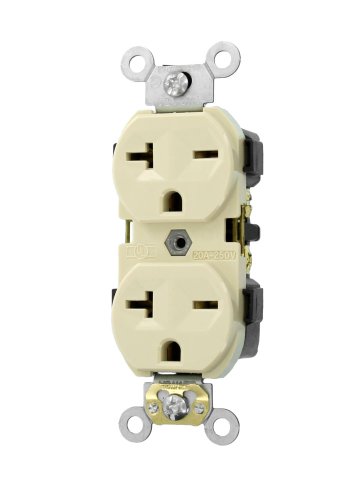 Leviton 20-Amp, 250 Volt, Narrow Body Duplex Receptacle, Straight Blade, Commer…
