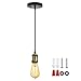 JACKYLED UL Industrial Mini Pendant Light, E26 E27 Medium Base Vintage Hanging Light with Woven Pendant Light Cord Adjustable Hanging Light Kit (Copper)