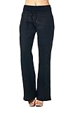 High Style Women's Full length fold over 100% linen pants with drawstring tie