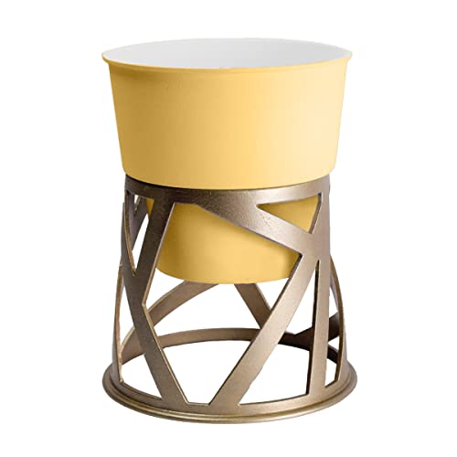 The HC Companies 4 Inch Indoor Plant Pot with Stand – Small Honey Colored Curio…