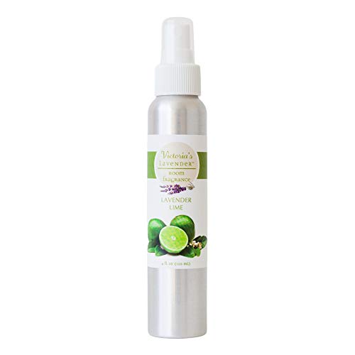 Victoria's Lavender Lime All-Natural Home Atmosphere Spray, Made in the USA, Essential Oil Concentrated Air Freshener, Bathroom Odor Eliminator, Luxury Room Spray, 4 oz