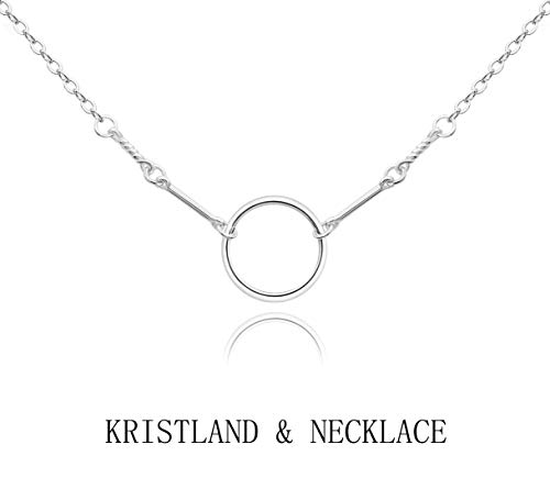 KristLand925 Silver Adjustable Necklace Circle Minimalist Enamel Tiny Heart Cactus Triangle Pendant Dainty Choker for Women