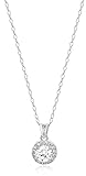 amazon essentials sterling silver cubic zirconia round halo pendant necklace