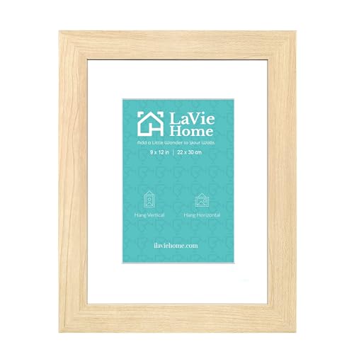 LaVie Home 9x12 Picture Frame Beige Oak Wood Poster
