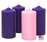 Pillar Advent Candle Set of 4 - Advent Pillar Candles - Made In the USA - Advent Candles For Advent Wreaths and Advent Rings Candle Holder- Premium Hand Dipped Drip-less Candles
