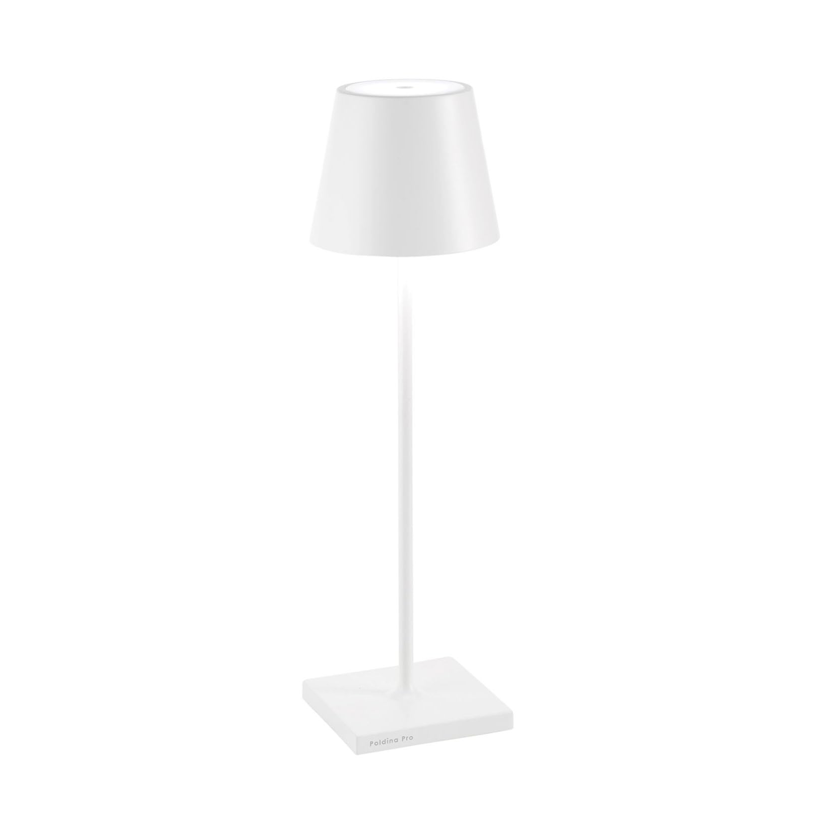 Zafferano, Poldina Pro Lamp, Rechargeable Cordless Table Lamp with Touch Controls, Suitable for Interior and Outdoor, Dimmer, 2200-3000 K, Height 38 cm, White Colour