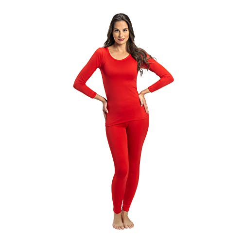 Rocky Thermal Underwear for Women Fleece Lined Thermals Women’s Base Layer Long John Set… (Red, Small)