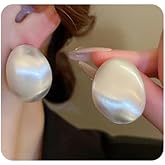 Jumwrit Dainty Half Ball Dome Stud Earrings Big Statement Button Stud Earrings Fashion Vintage Drop Earrings Accessories Oval Circle Wide Hoop Geometry Earrings for Women (Silver)