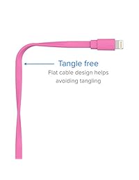 Sólo inalámbrico cargador de pared USB 10 W 2,1 A con Lightning a USB Cable plano (5ft) para cargar y sincronizar iPhone, iPad, iPod Apple MFI certificado, color rosa