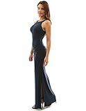 PattyBoutik Women's Crewneck Halter Side Slit Maxi Dress