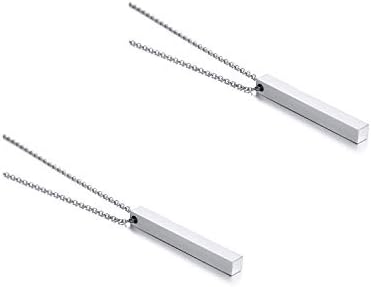 VNOXPersonalized 4 Sided Long Stainless Steel Vertical Bar Dainty Necklace Keychain,Gift for Best Friend Bridesmaid