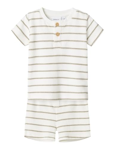 NAME IT Nbnoterry SS Top Set Unisex, Cloud Dancer, 68