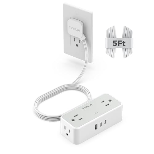 TESSAN Power Strip 4 AC Outlets 2 USB Ports