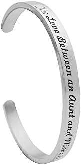 Huiuy Cuff Bangle Bracelet Stamped Jewelry Stainless Steel Personalize Wedding Gift for Aunt Niece-The Love Between An Aunt and Niece is Forever