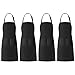 Xornis 4 Pack Bib Aprons with 2 Pockets Kitchen Apron Cooking Chef, Black